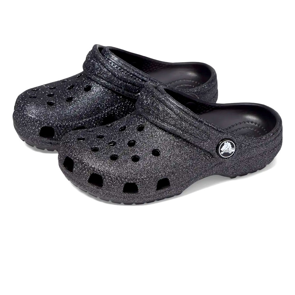 NEW CROCS Toddler Size 5 Black Slippers Glitter Design